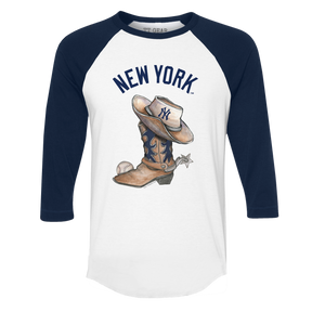 New York Yankees Cowboy Boot 3/4 Navy Blue Sleeve Raglan