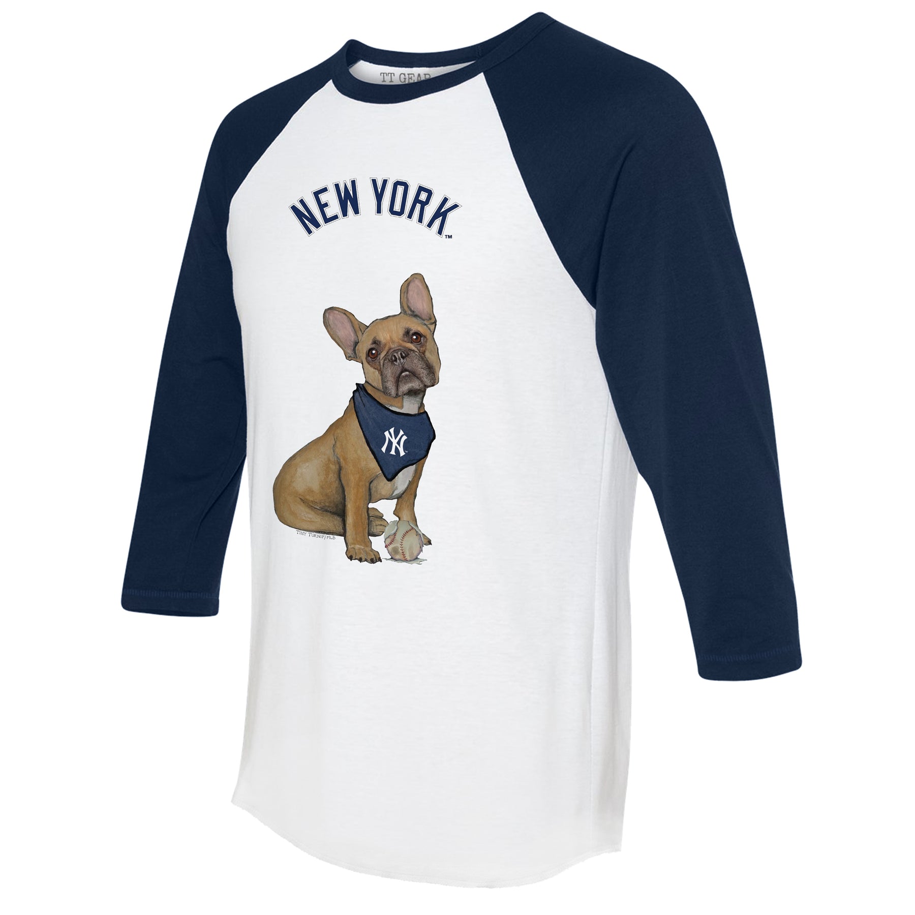 New York Yankees French Bulldog 3/4 Navy Blue Sleeve Raglan