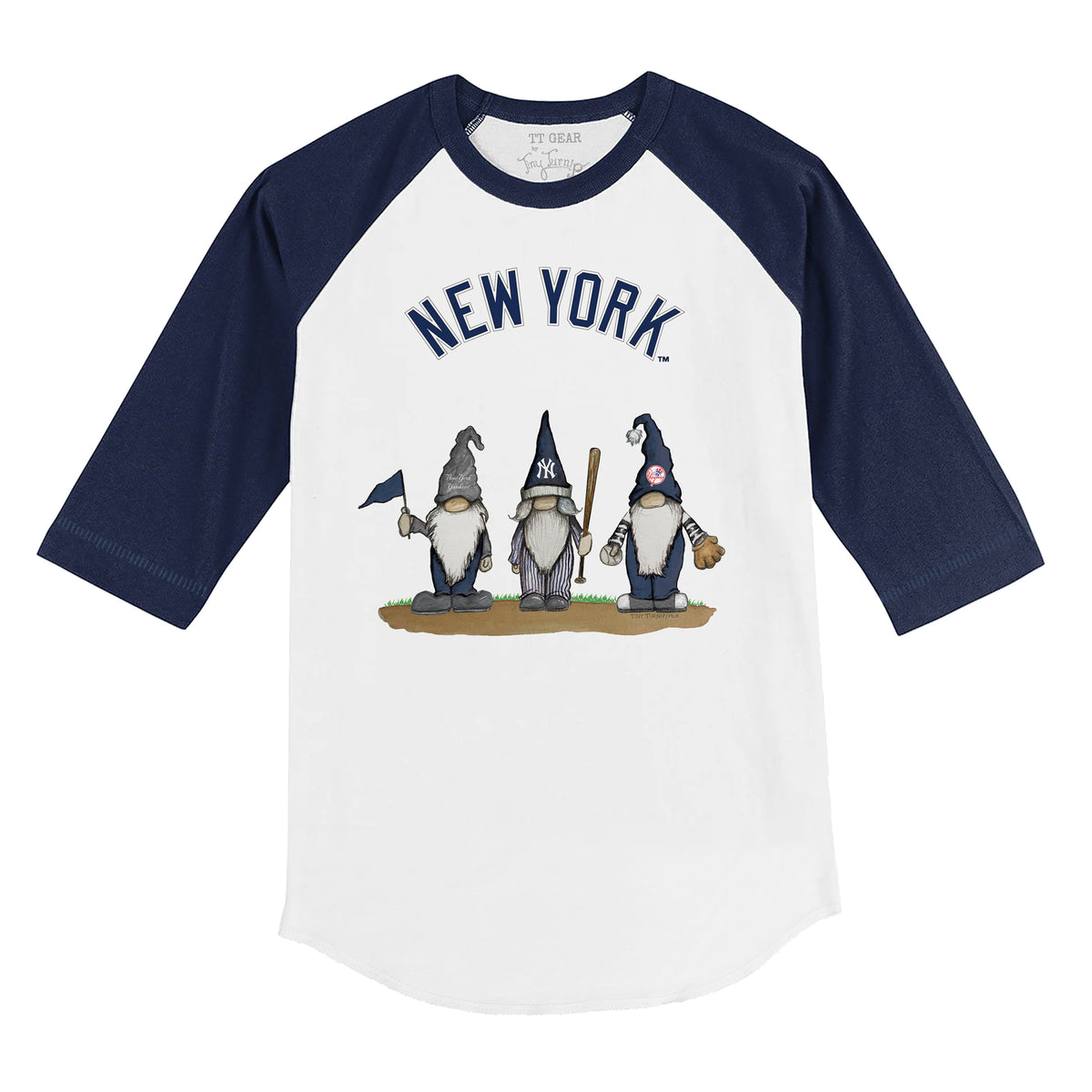 New York Yankees Gnomes 3/4 Navy Blue Sleeve Raglan