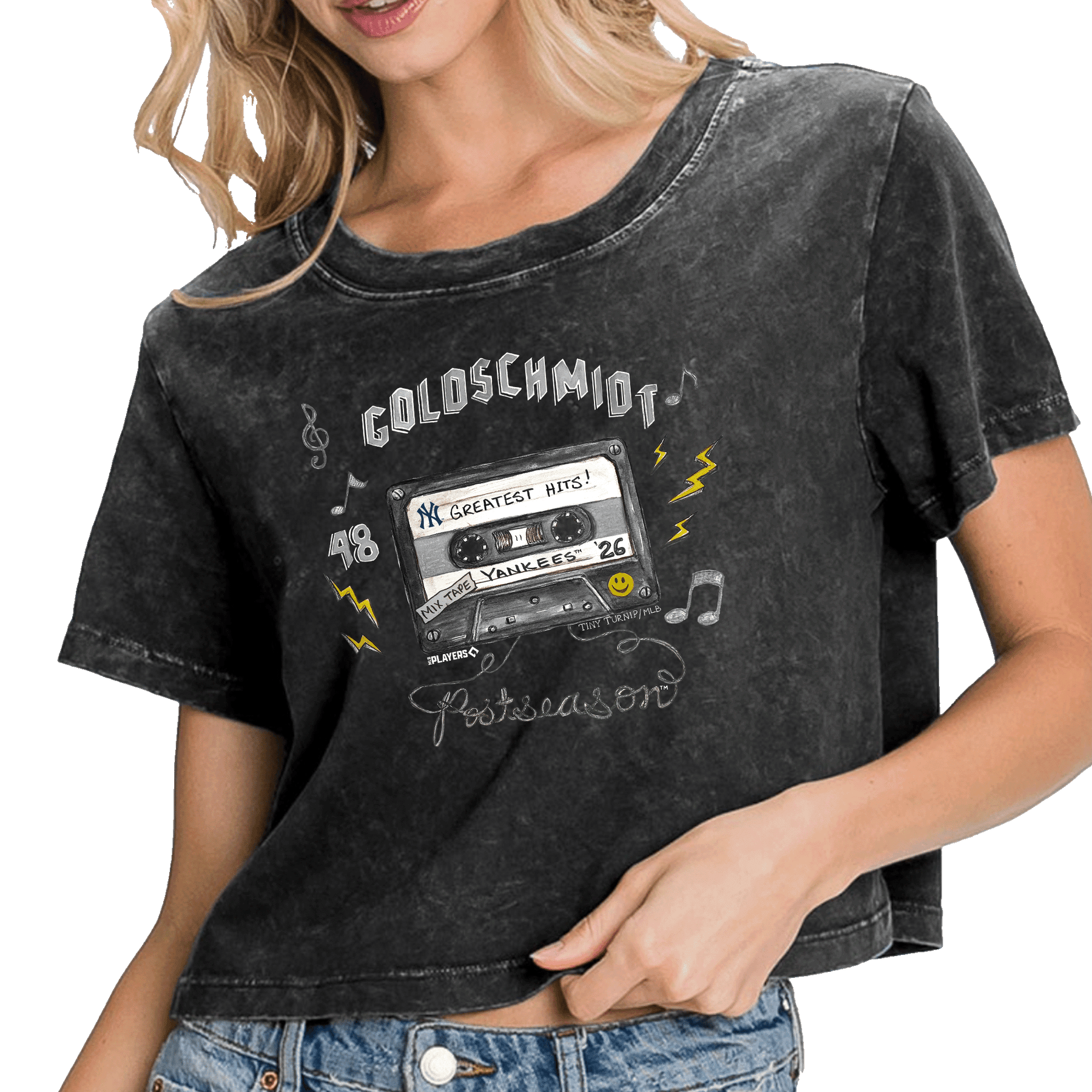 VIP New York Yankees Postseason '26 Vintage Crop Tee - Tiny Turnip