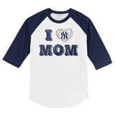 New York Yankees I Love Mom 3/4 Navy Blue Sleeve Raglan