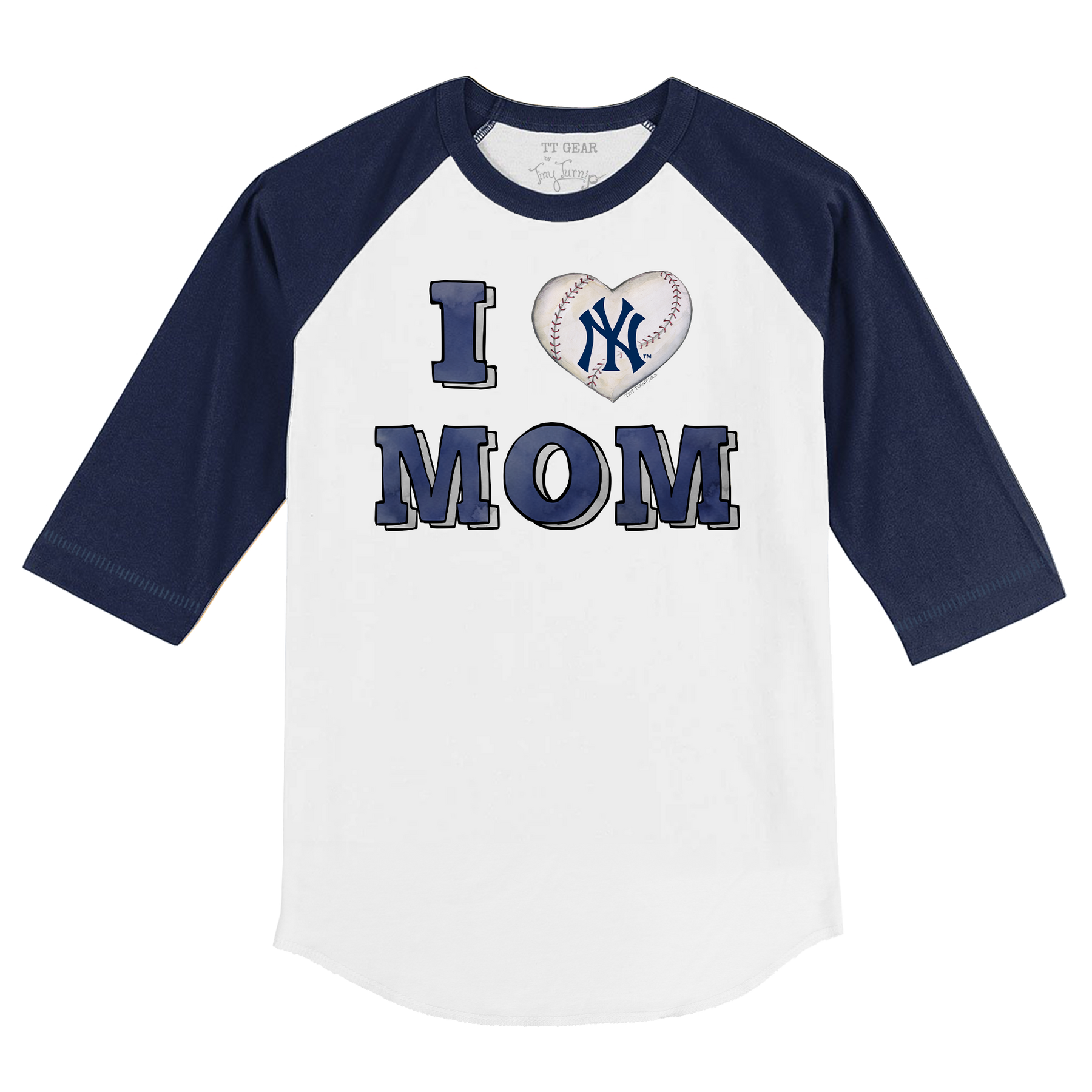 New York Yankees I Love Mom 3/4 Navy Blue Sleeve Raglan