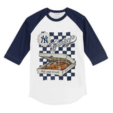 New York Yankees Pizza 3/4 Navy Blue Sleeve Raglan