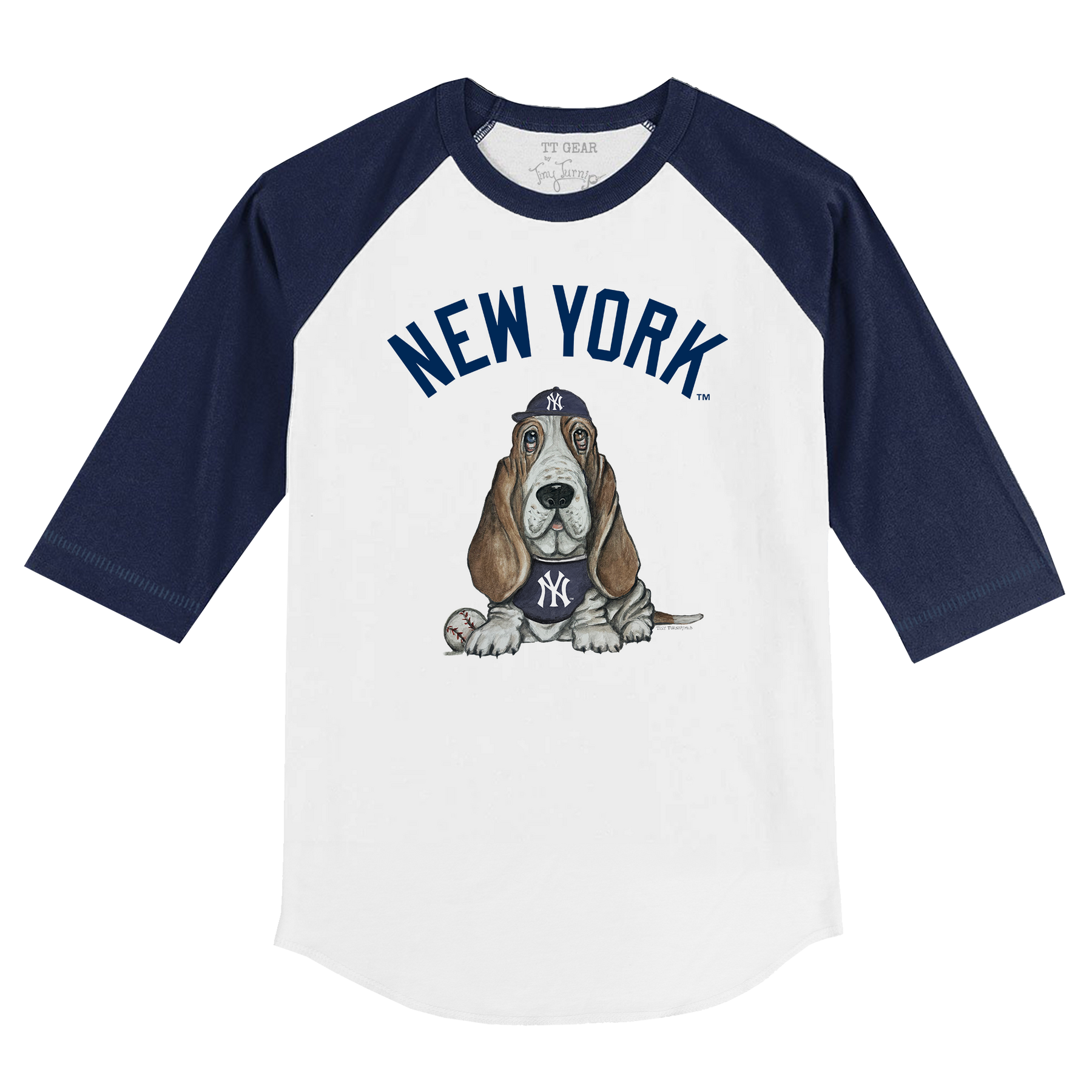 New York Yankees Puddy 3/4 Navy Blue Sleeve Raglan - Tiny Turnip