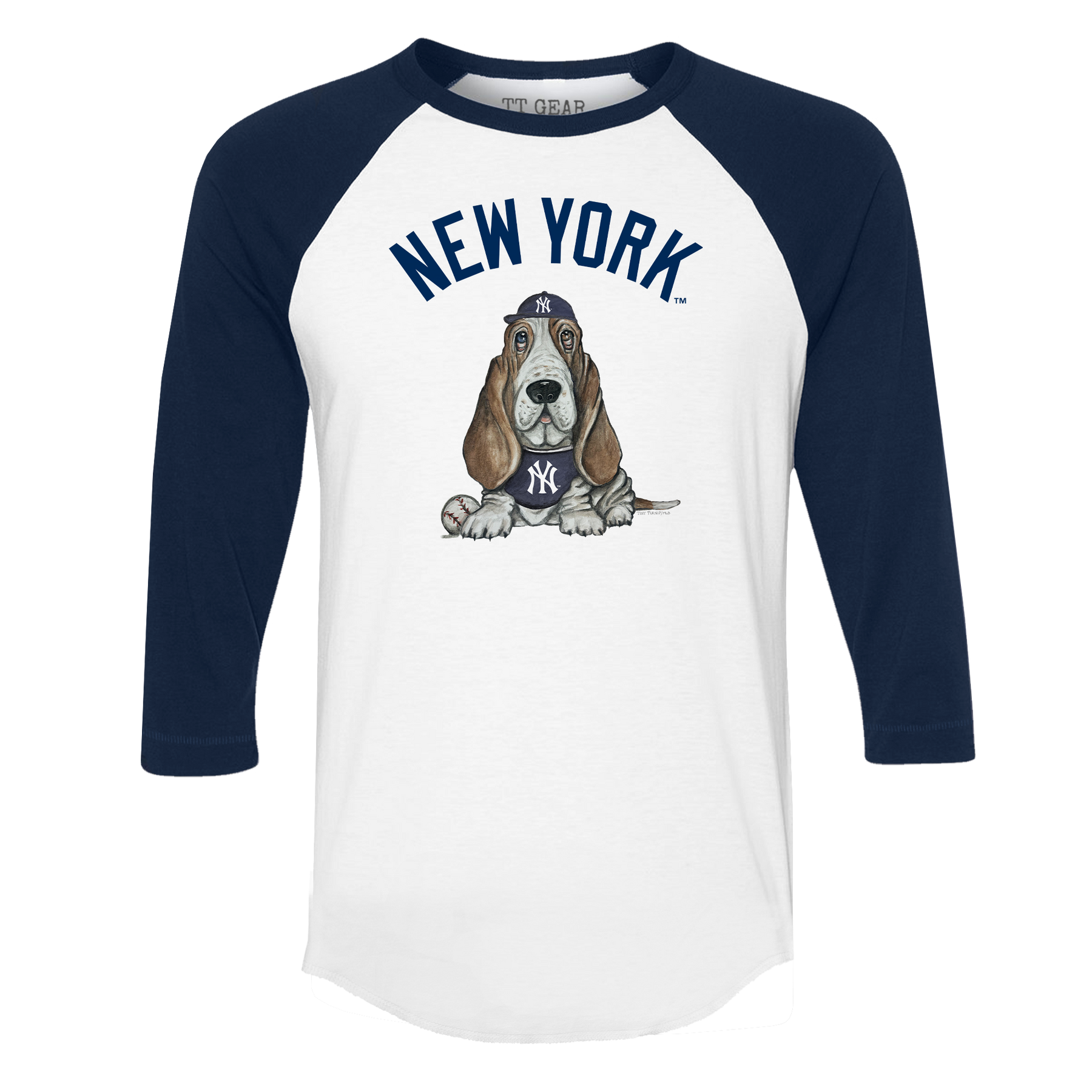 New York Yankees Puddy 3/4 Navy Blue Sleeve Raglan - Tiny Turnip