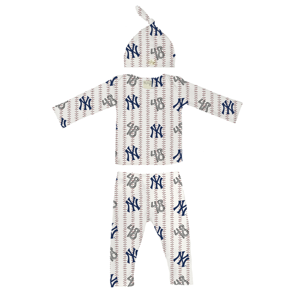 VIP MLB Signature Stitch w/ Number, Logo - Long Sleeve Layette Set - Tiny Turnip