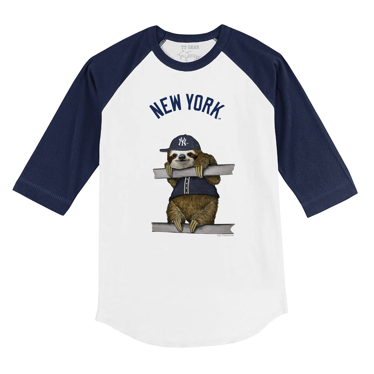 New York Yankees Mets Sloth 3/4 Navy Blue Sleeve Raglan