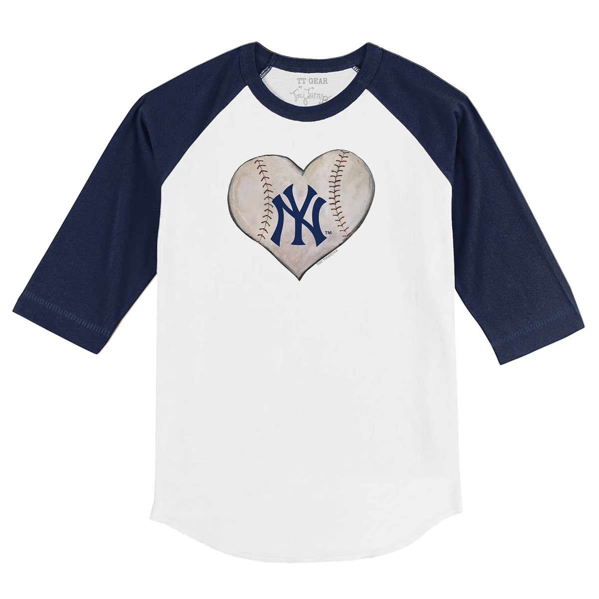 New York Yankees Stitched Heart 3/4 Navy Blue Sleeve Raglan - Tiny Turnip