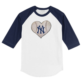 New York Yankees Stitched Heart 3/4 Navy Blue Sleeve Raglan - Tiny Turnip