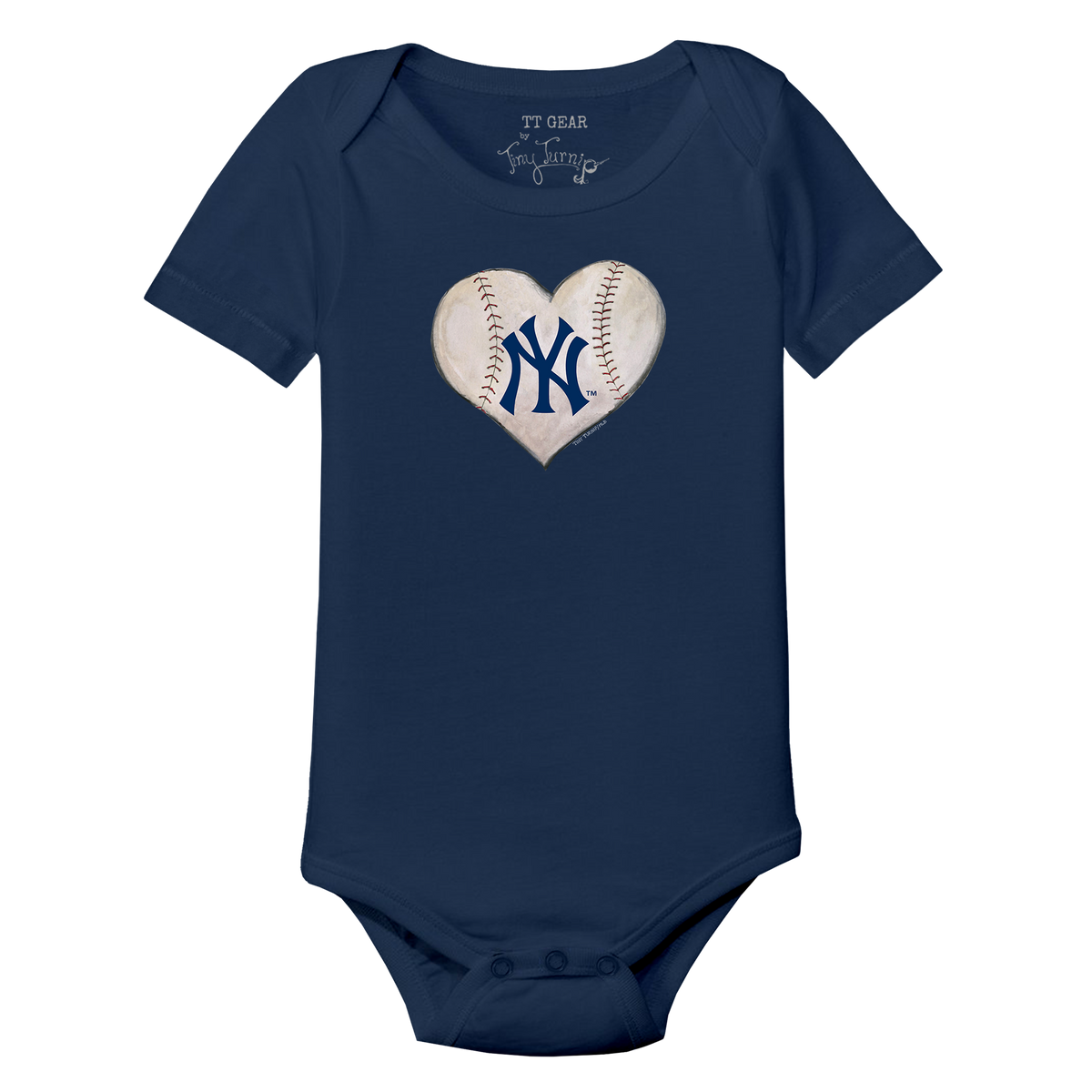 New York Yankees Stitched Heart Short Sleeve Snapper - Tiny Turnip