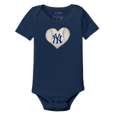 New York Yankees Stitched Heart Short Sleeve Snapper - Tiny Turnip
