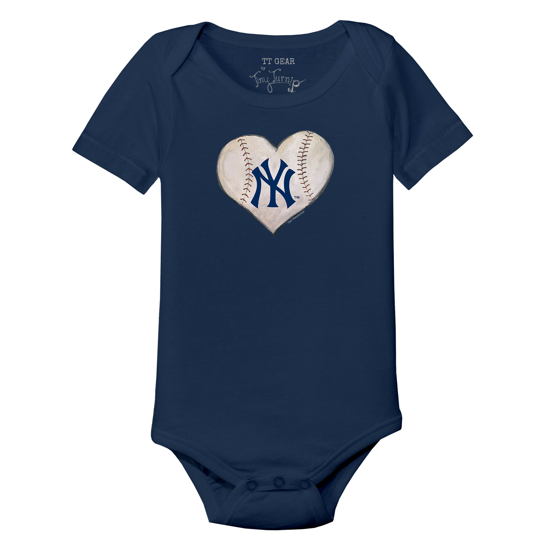 New York Yankees Stitched Heart Short Sleeve Snapper - Tiny Turnip