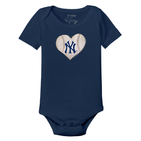 New York Yankees Stitched Heart Short Sleeve Snapper - Tiny Turnip