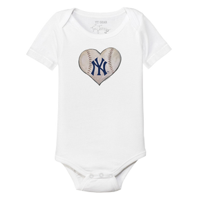 New York Yankees Stitched Heart Short Sleeve Snapper - Tiny Turnip