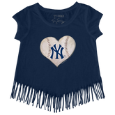 New York Yankees Stitched Heart Fringe Tee - Tiny Turnip