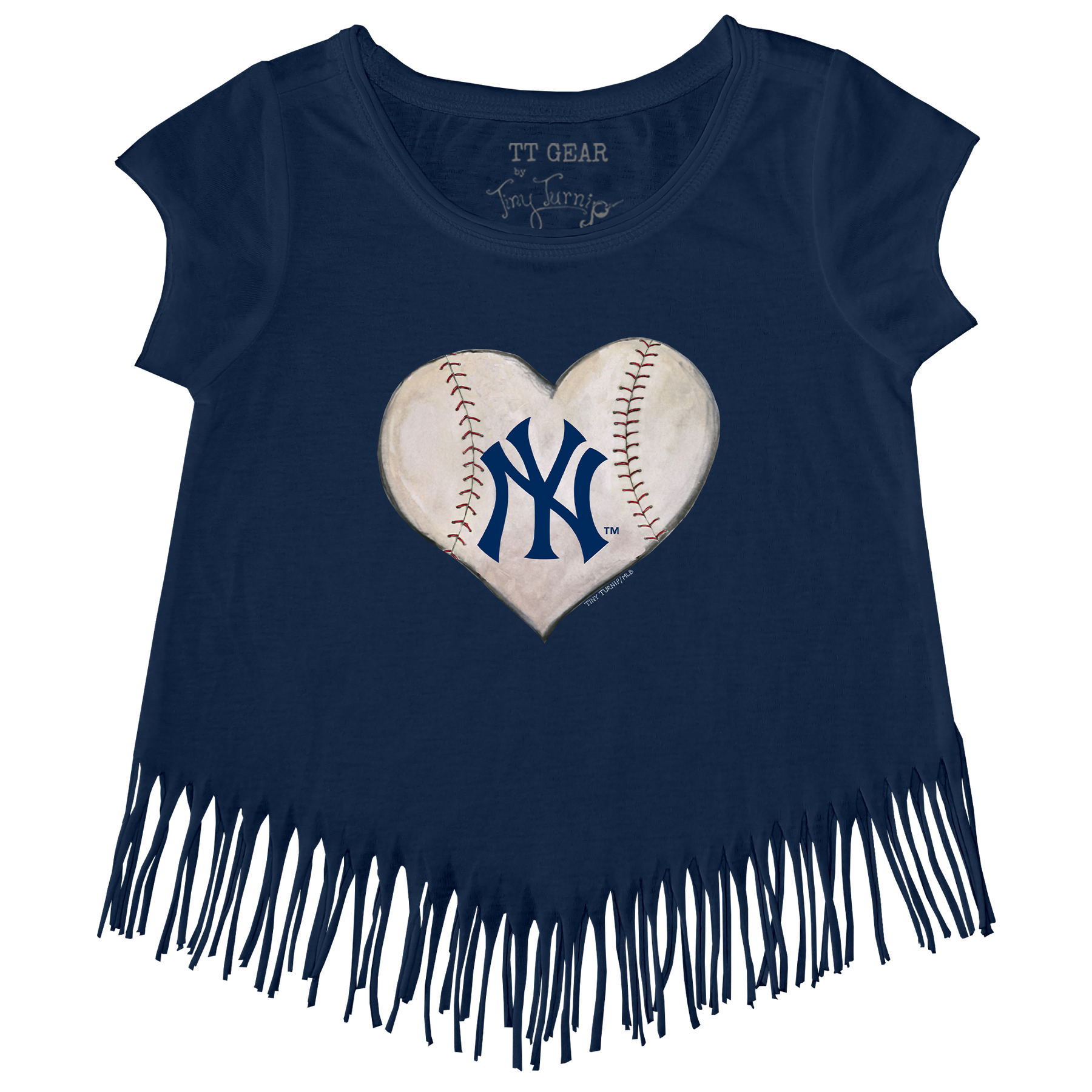 New York Yankees Stitched Heart Fringe Tee - Tiny Turnip