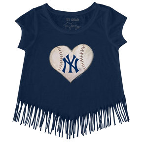 New York Yankees Stitched Heart Fringe Tee - Tiny Turnip