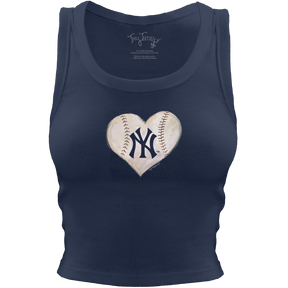 New York Yankees Baseball Heart Crop Tank - Tiny Turnip