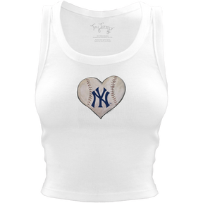 New York Yankees Baseball Heart Crop Tank - Tiny Turnip