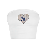 New York Yankees Stitched Heart Crop Tube Top - Tiny Turnip