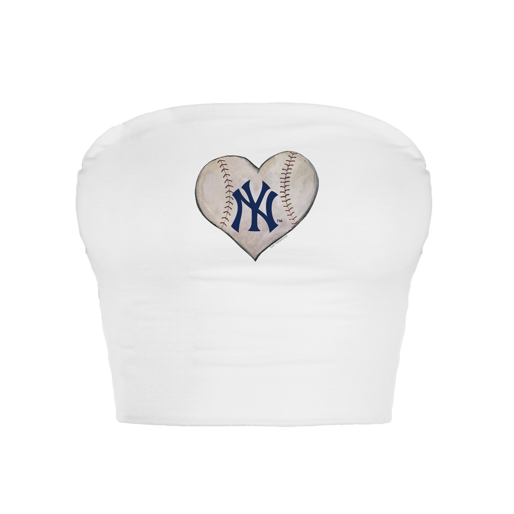 New York Yankees Stitched Heart Crop Tube Top - Tiny Turnip