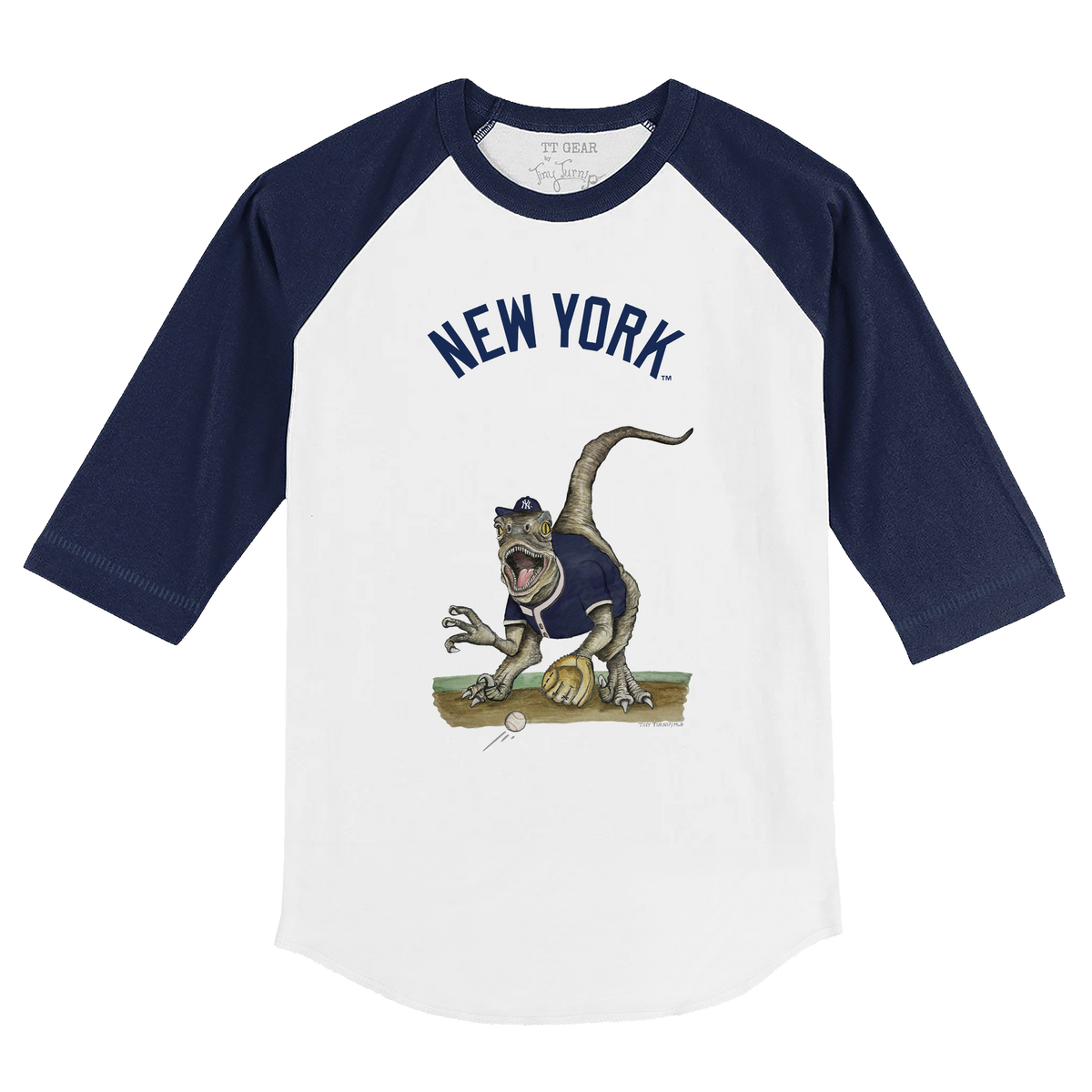 New York Yankees Mets Velociraptor 3/4 Navy Blue Sleeve Raglan