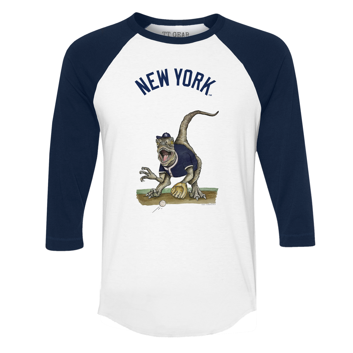 New York Yankees Mets Velociraptor 3/4 Navy Blue Sleeve Raglan