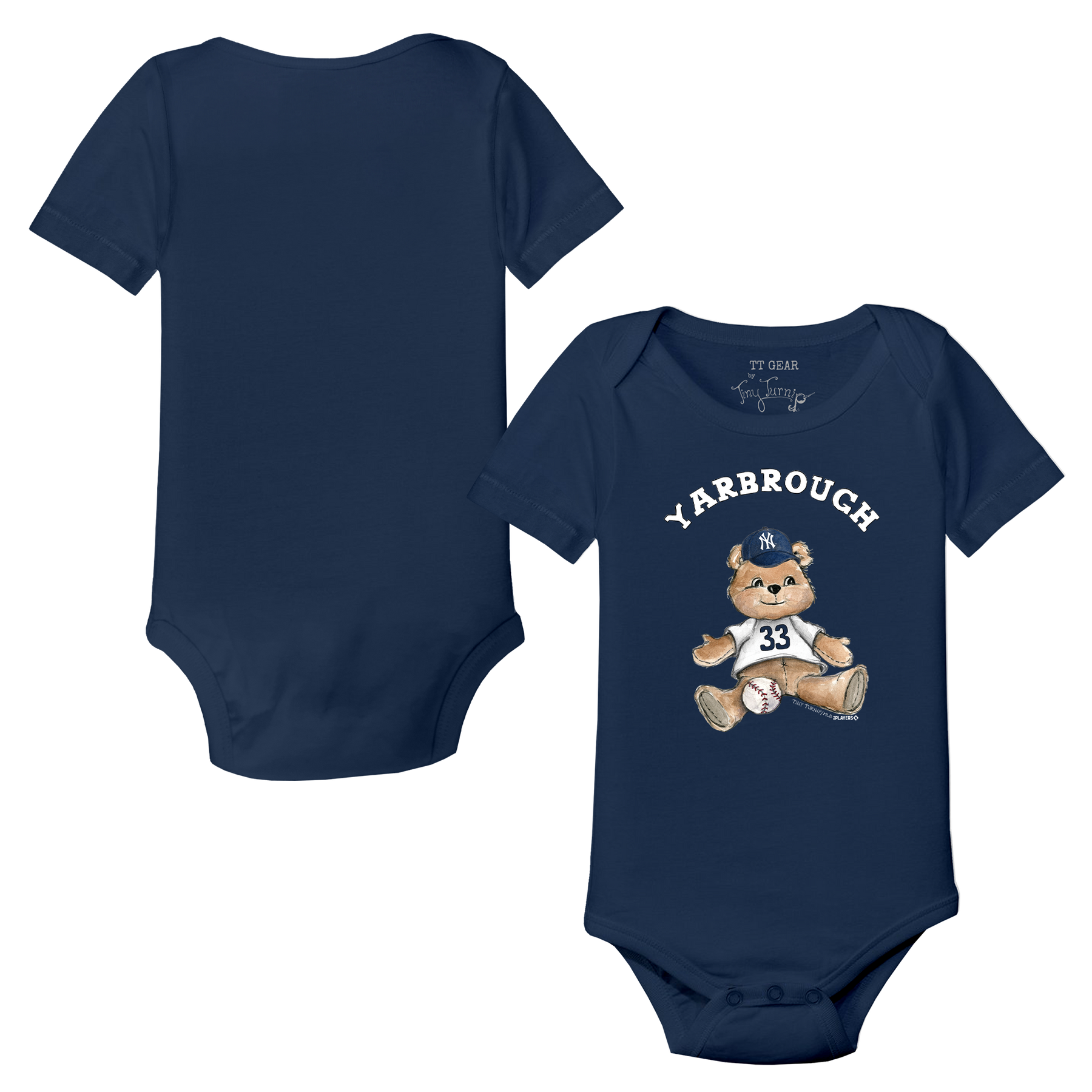 VIP MLB Teddy w/ Name, Number - Short Sleeve Snapper - Tiny Turnip