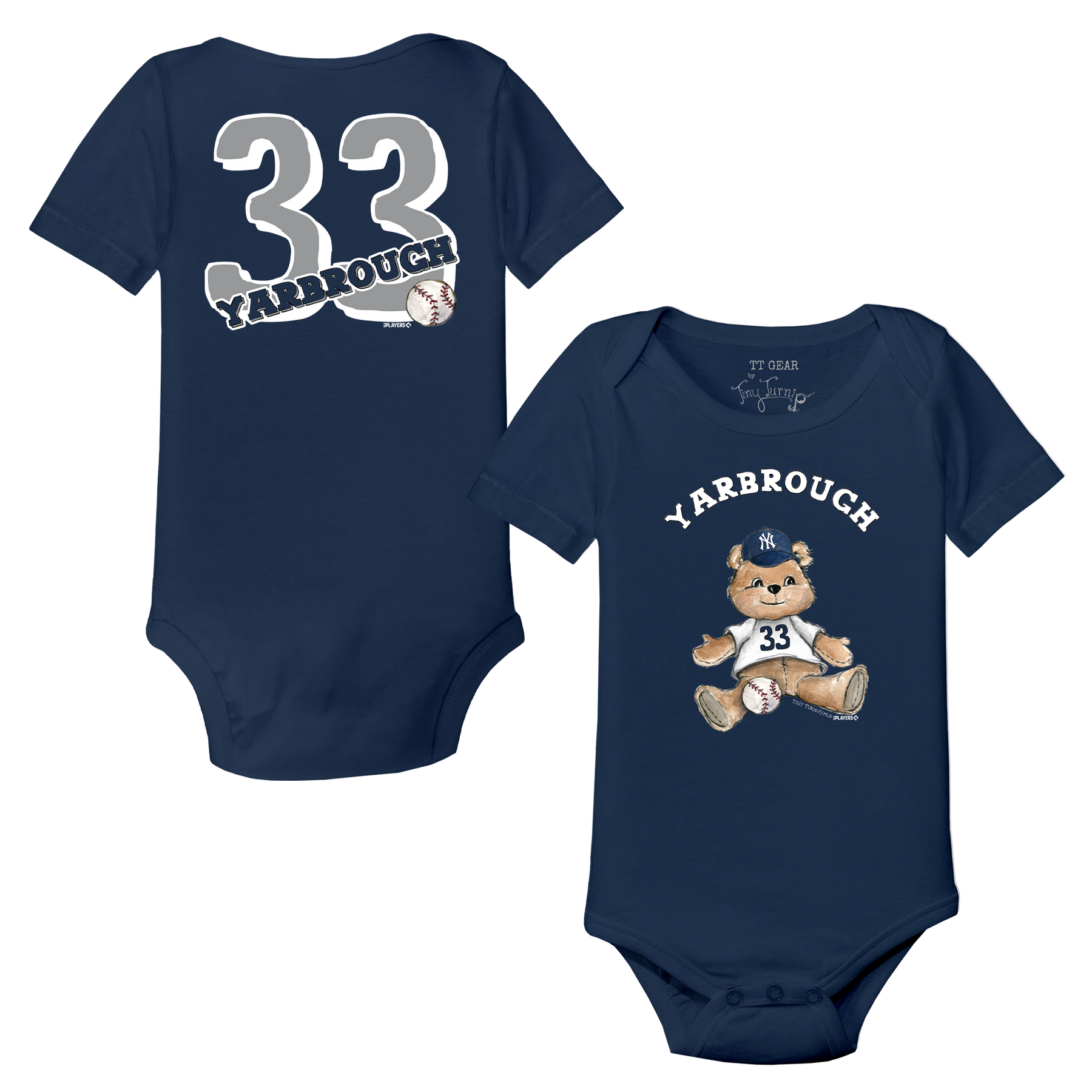 Teddy w/ Name, Number - Short Sleeve Snapper - Tiny Turnip