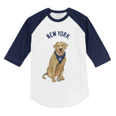 New York Yankees Yellow Labrador Retriever 3/4 Navy Blue Sleeve Raglan