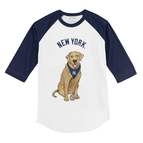 New York Yankees Yellow Labrador Retriever 3/4 Navy Blue Sleeve Raglan
