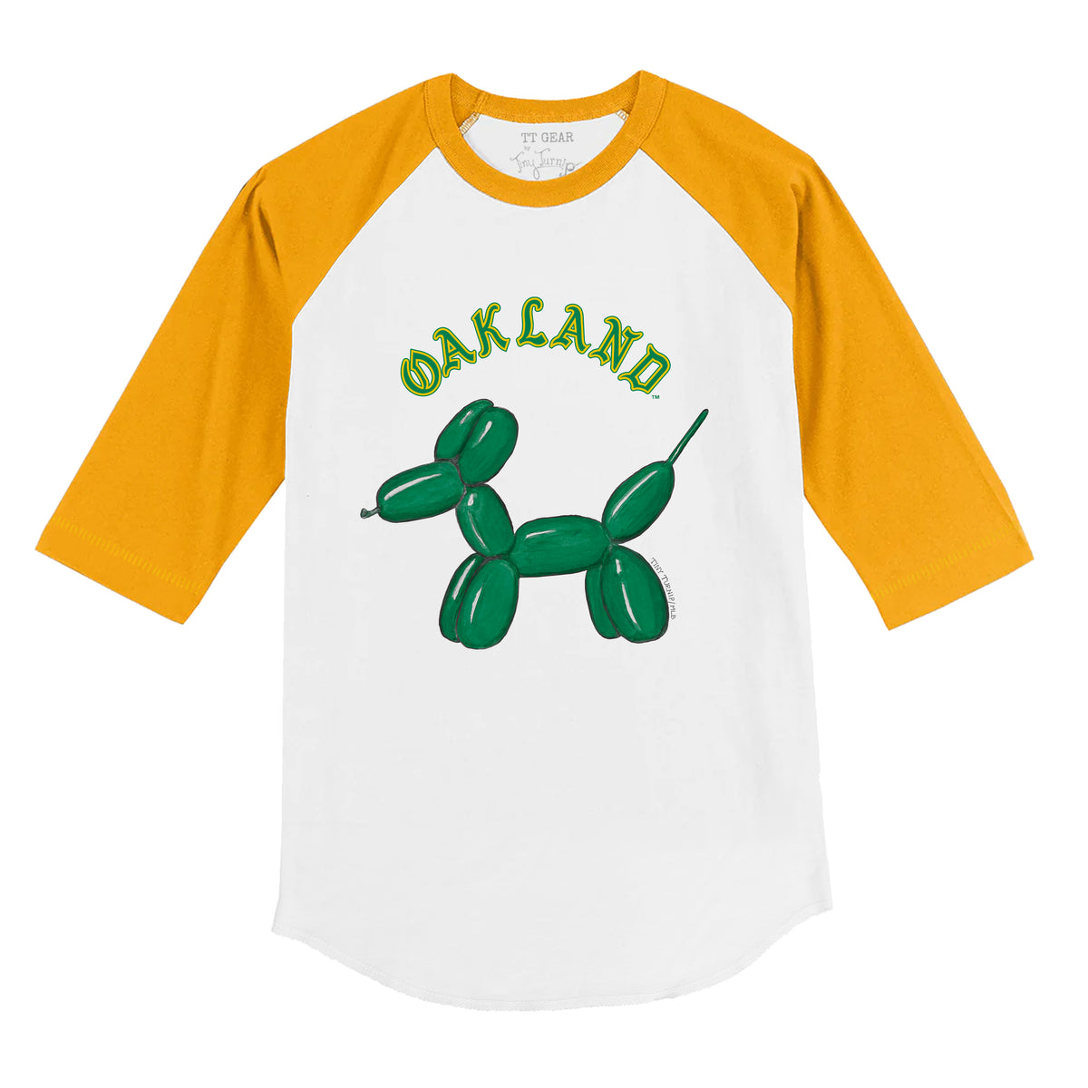 Oakland Athletics Balloon Dog 3/4 Gold Sleeve Raglan