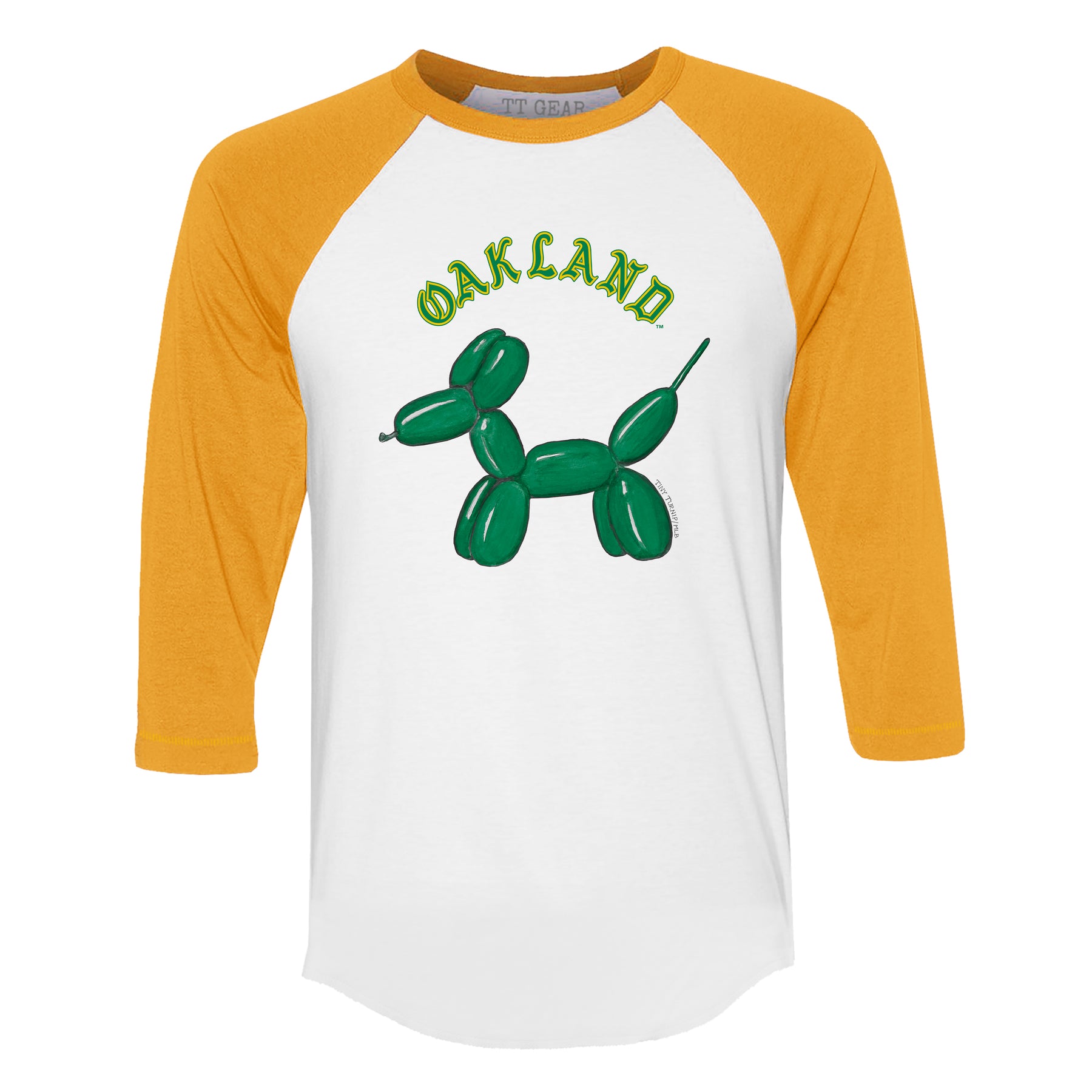 Oakland Athletics Balloon Dog 3/4 Gold Sleeve Raglan