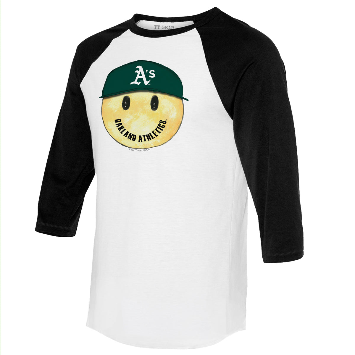 Oakland Athletics Smiley 3/4 Black Sleeve Raglan