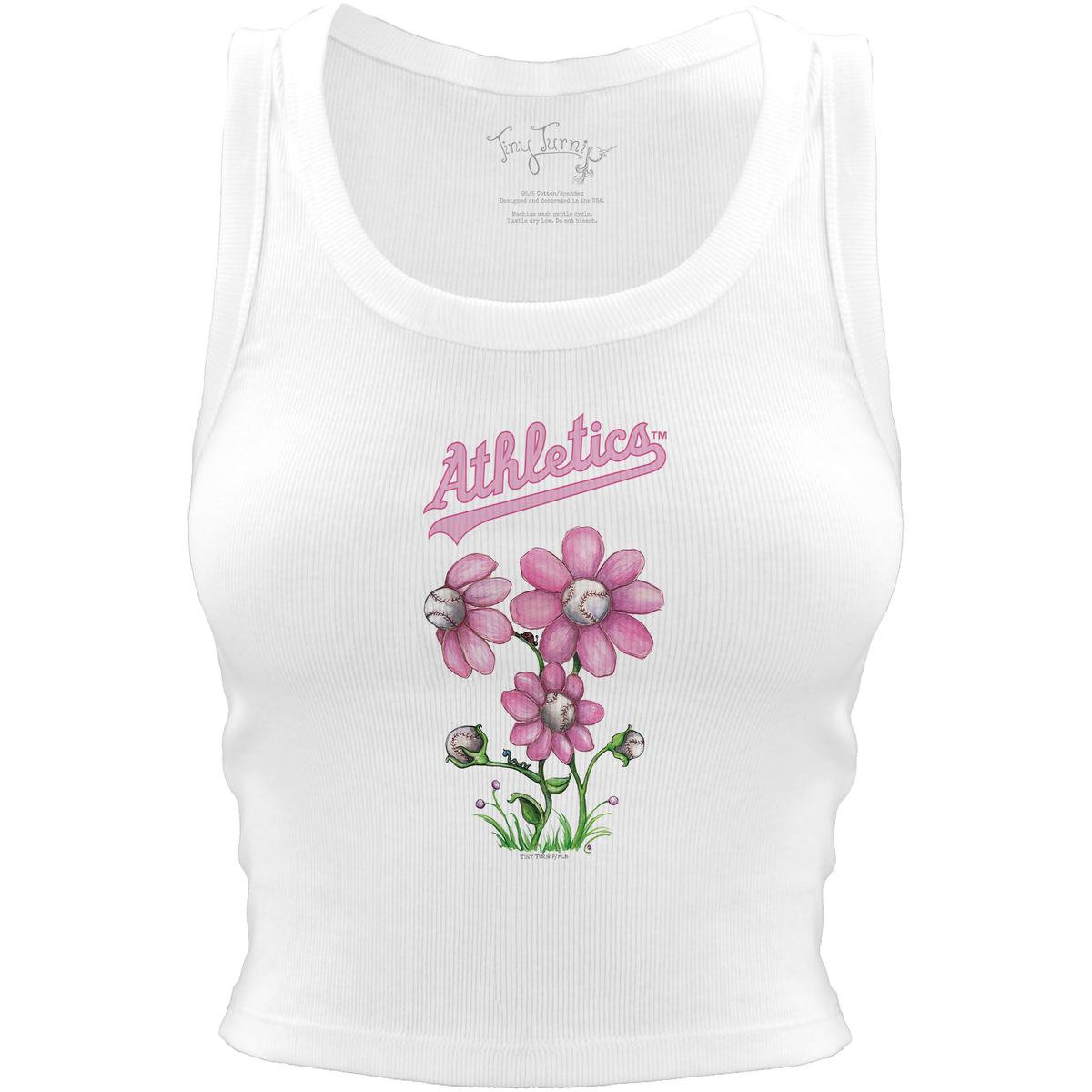 Oakland Athletics Blooming Baseballs Crop Tank - Tiny Turnip