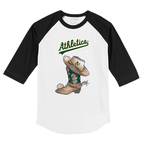 Oakland Athletics Cowboy Boot 3/4 Black Sleeve Raglan