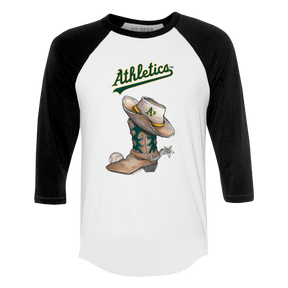 Oakland Athletics Cowboy Boot 3/4 Black Sleeve Raglan