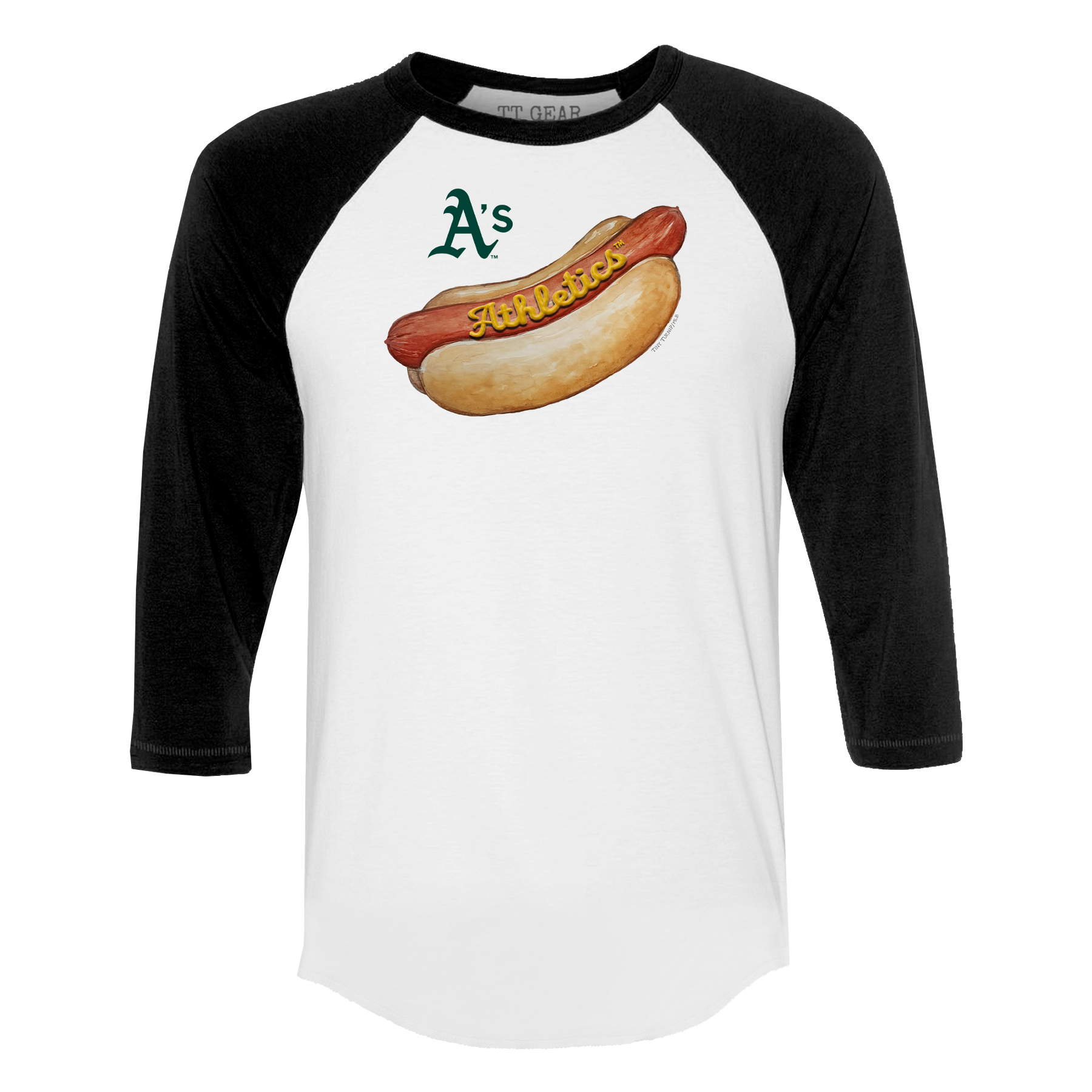 Oakland Athletics Hot Dog 3/4 Black Sleeve Raglan