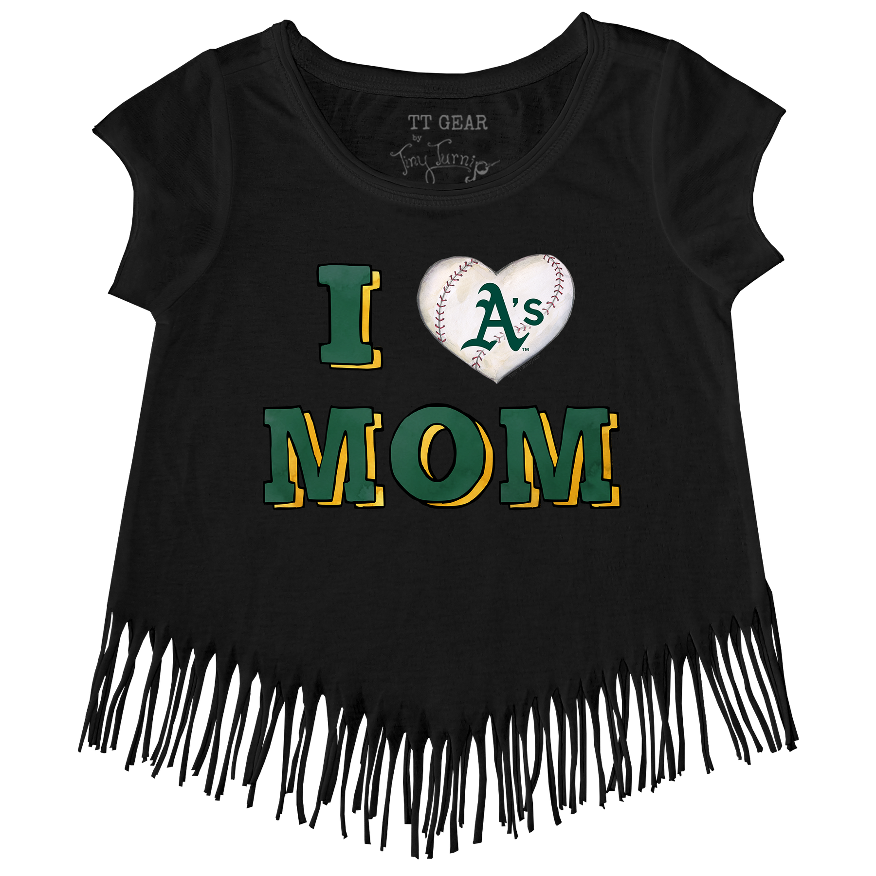 Oakland Athletics I Love Mom Fringe Tee
