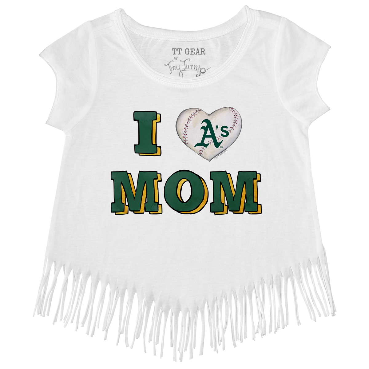 Oakland Athletics I Love Mom Fringe Tee