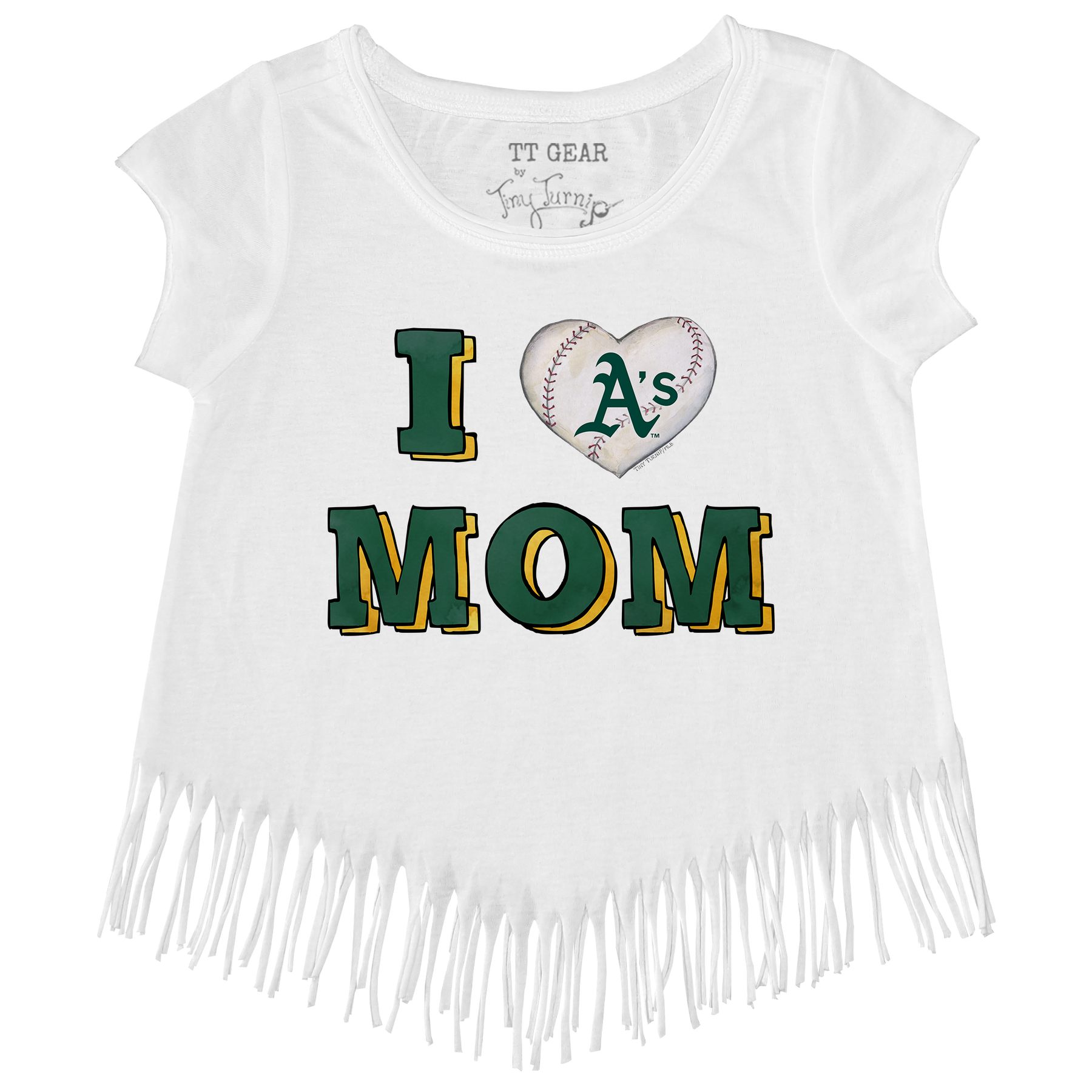 Oakland Athletics I Love Mom Fringe Tee
