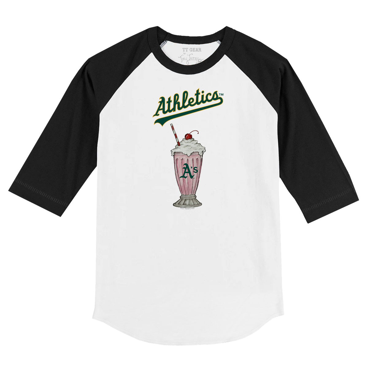 Oakland Athletics Milkshake 3/4 Black Sleeve Raglan