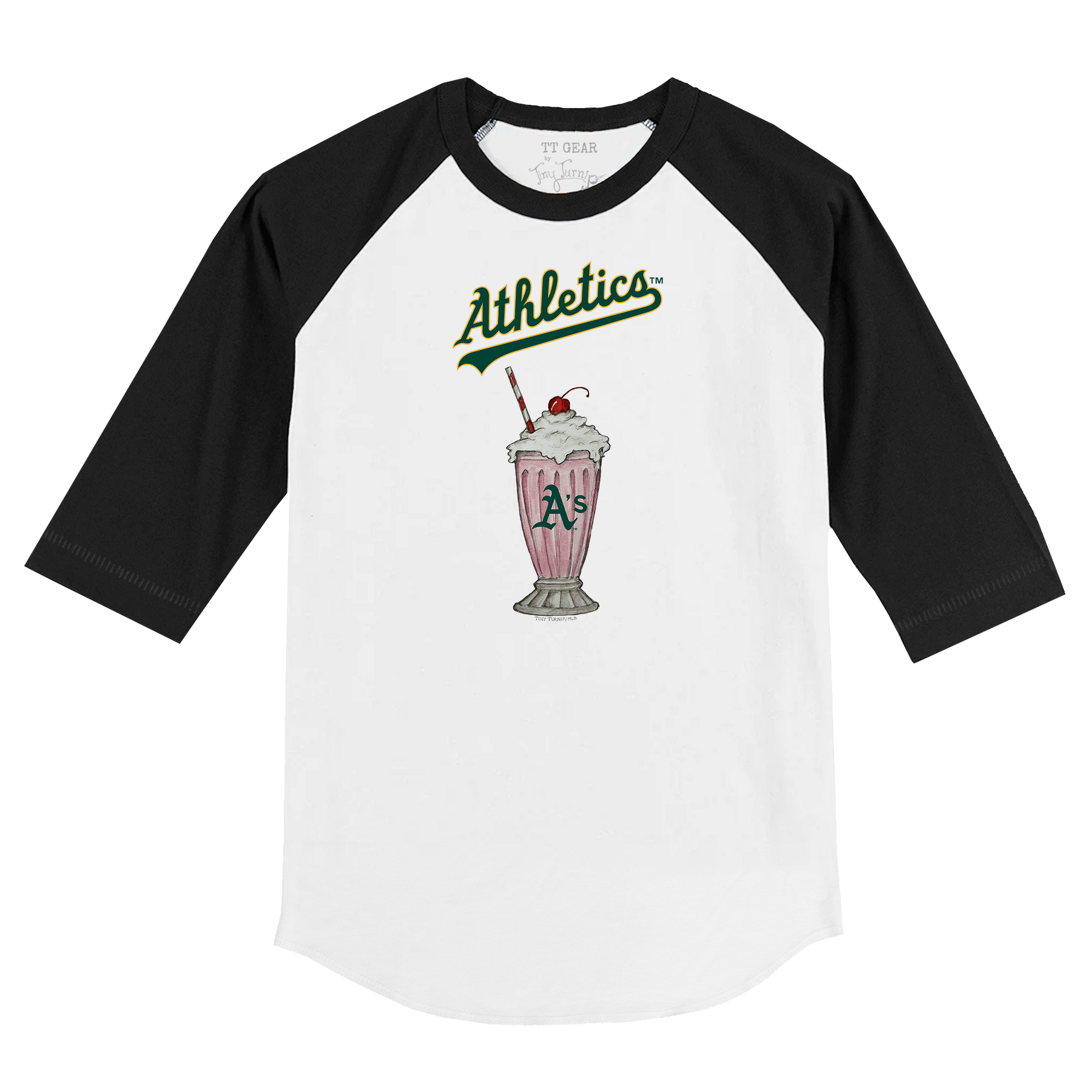 Oakland Athletics Milkshake 3/4 Black Sleeve Raglan