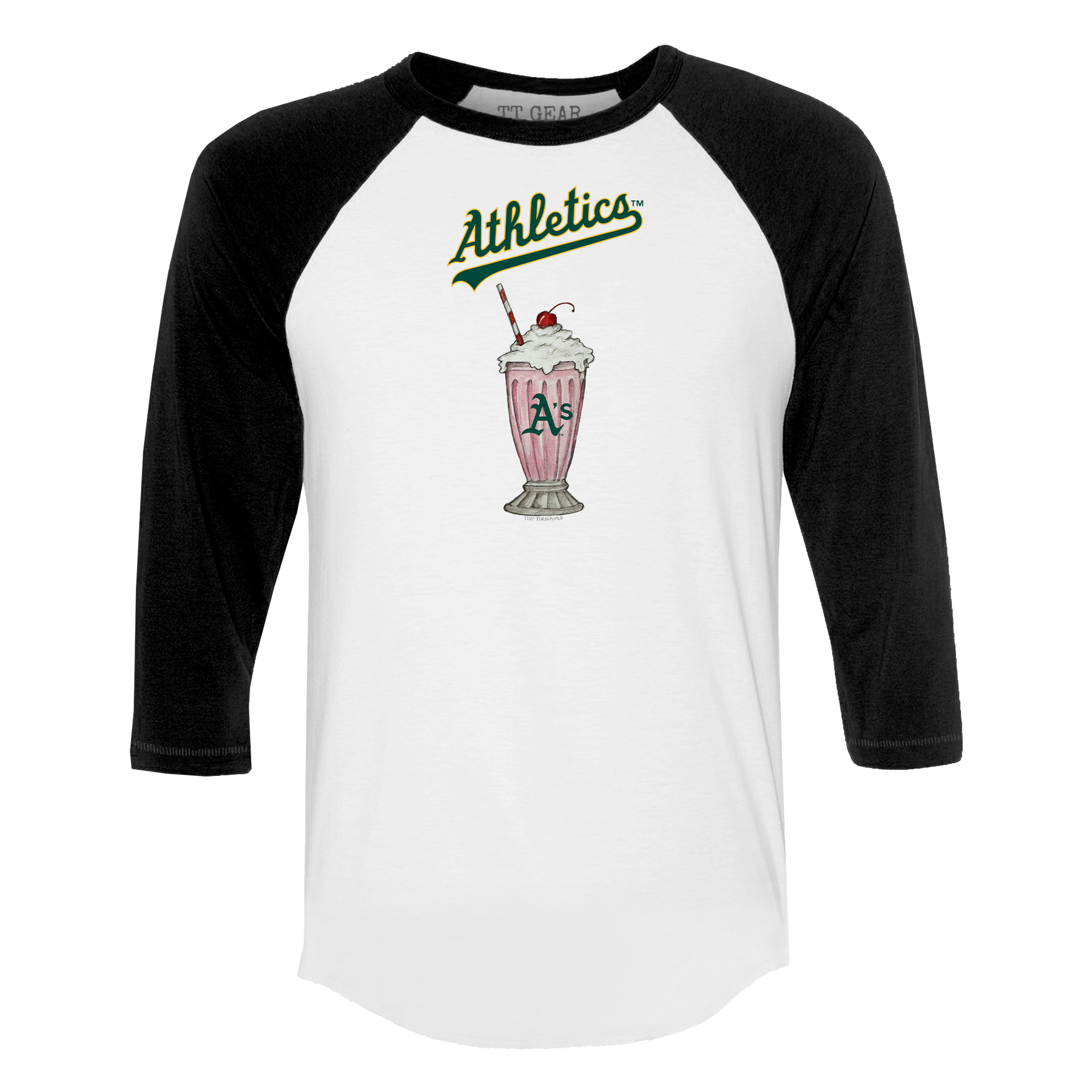 Oakland Athletics Milkshake 3/4 Black Sleeve Raglan