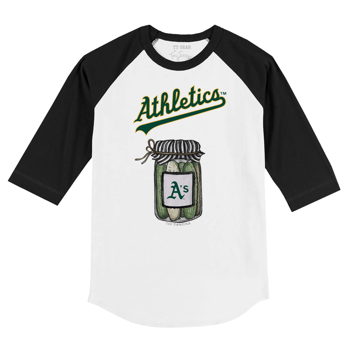 Oakland Athletics Pickle Jar 3/4 Black Sleeve Raglan