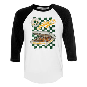 Oakland Athletics Pizza 3/4 Black Sleeve Raglan