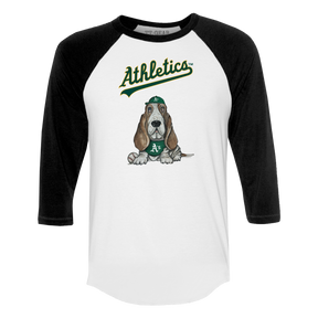 Oakland Athletics Puddy 3/4 Black Sleeve Raglan - Tiny Turnip