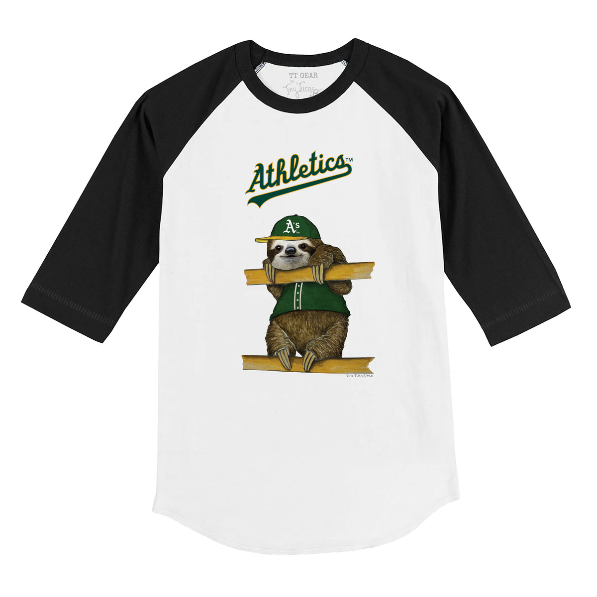 Oakland Athletics Sloth 3/4 Black Sleeve Raglan