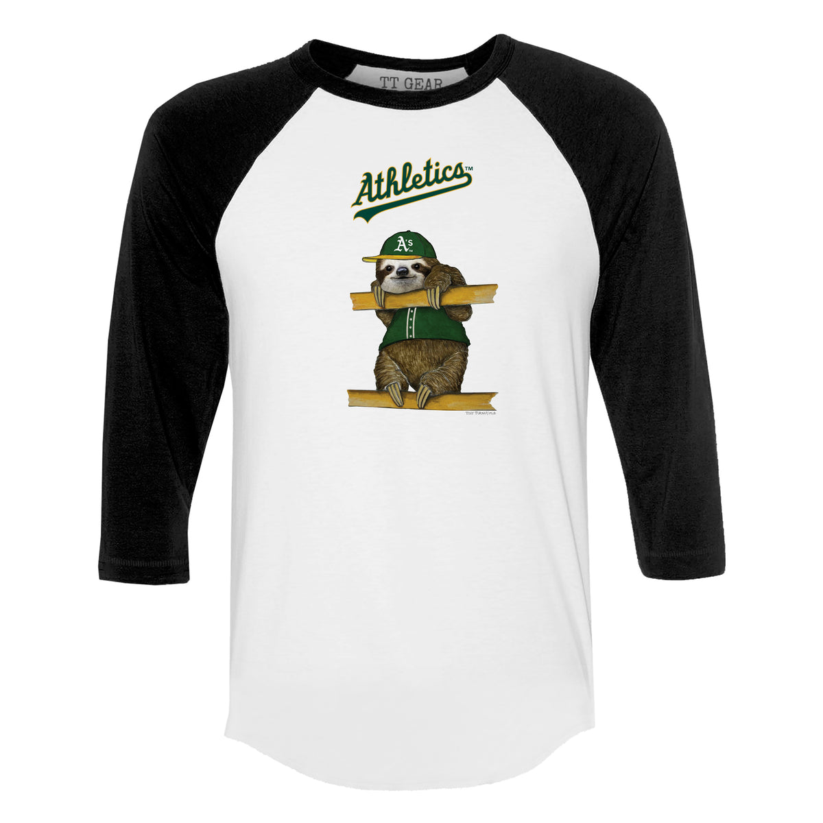 Oakland Athletics Sloth 3/4 Black Sleeve Raglan