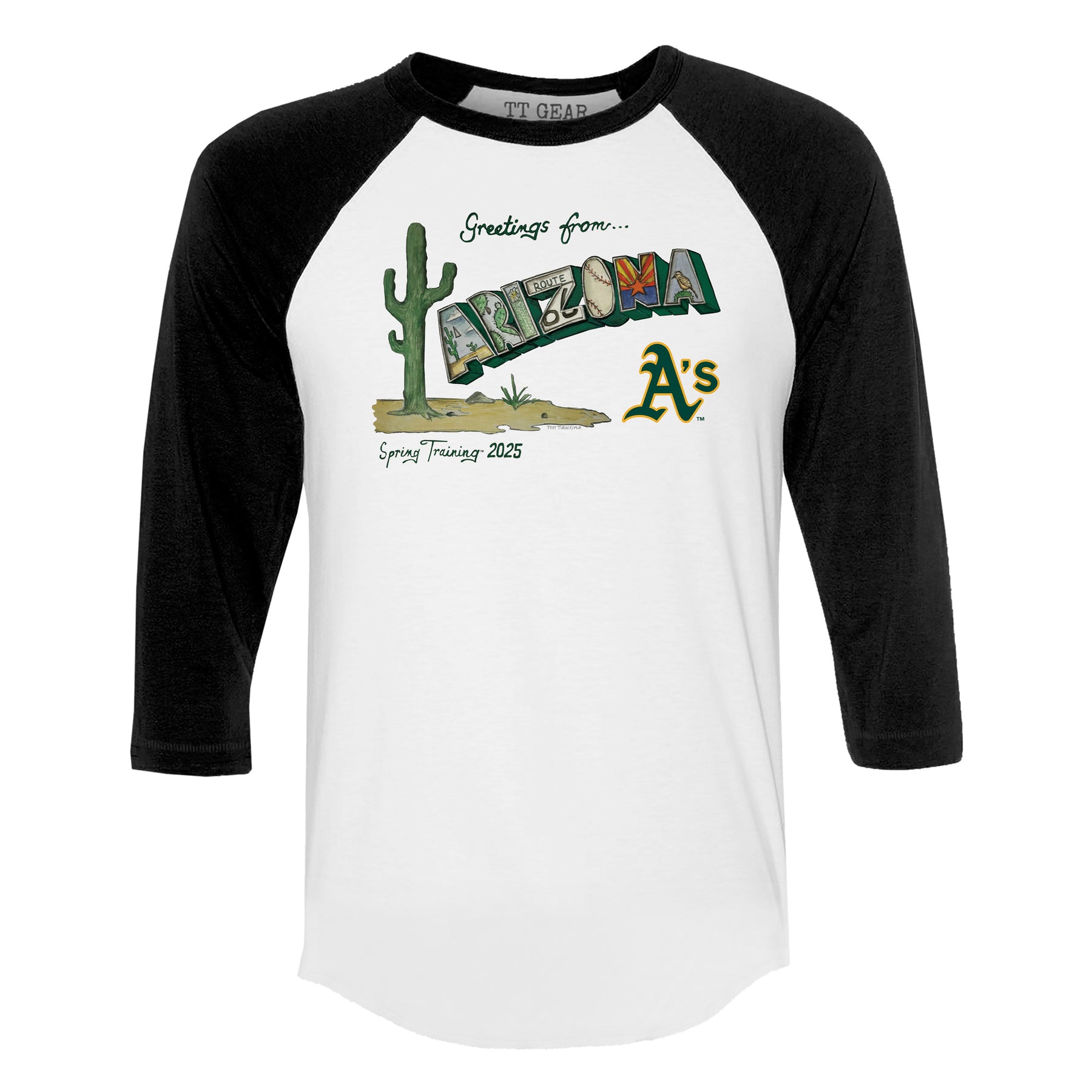 Oakland Athletics Spring Training 2025 3/4 Black Sleeve Raglan